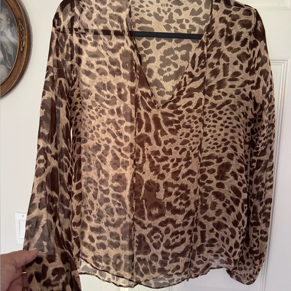 Leopard Print Sheer Blouse